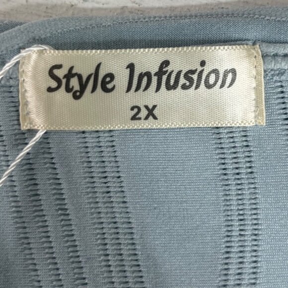 Style Infusion Textured Sleeveless Top Womens 2X Blue New Front Zipper - Picture 6 of 8